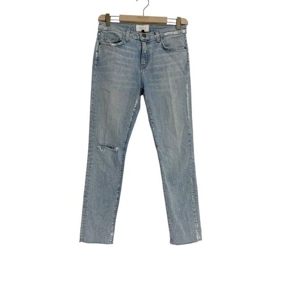 Current/Elliott Size 29 Jeans The High Waisted Stiletto Seville Foil Raw Hem - Picture 1 of 7